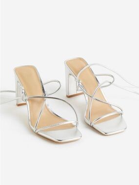 Silver Strappy Heel Sandals